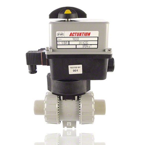 PVC-C 2-Way Ball Valve, Electrically actuated, plain male ends, EPDM
