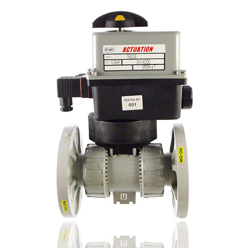 PVC-C 2-Way Ball Valve, Electrically actuated, fixed flange, EPDM