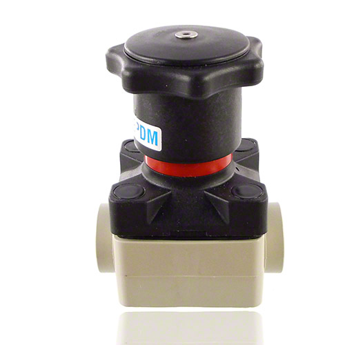 PP Compact diaphragm valve with BSP threaded female ends, EPDM
