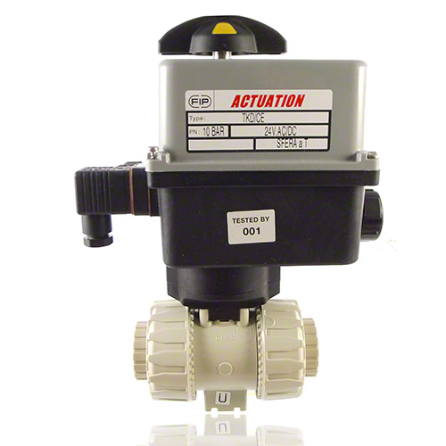 PP 2-Way Ball Valve, Electrically actuated, threaded female ends, EPDM