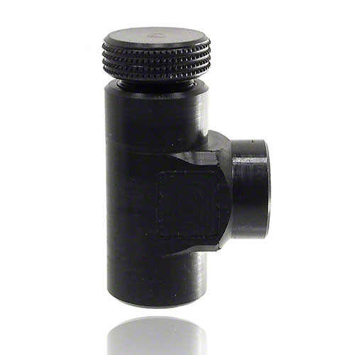 Needle valve made of PE-el, FPM seal, with angled bore internal thread