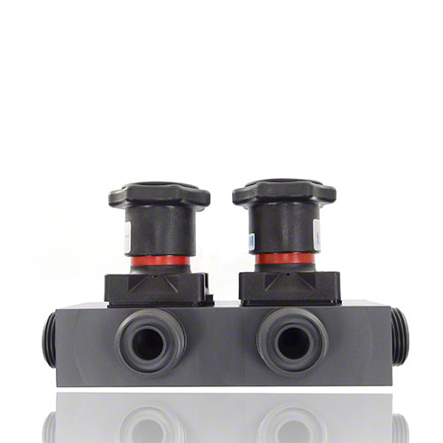 Multiway Valve made of ABS with two handwheels, Diaphragm EPDM