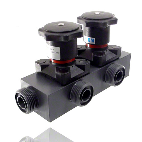 Multiway Valve made of PVCC with two handwheels, Diaphragm EPDM