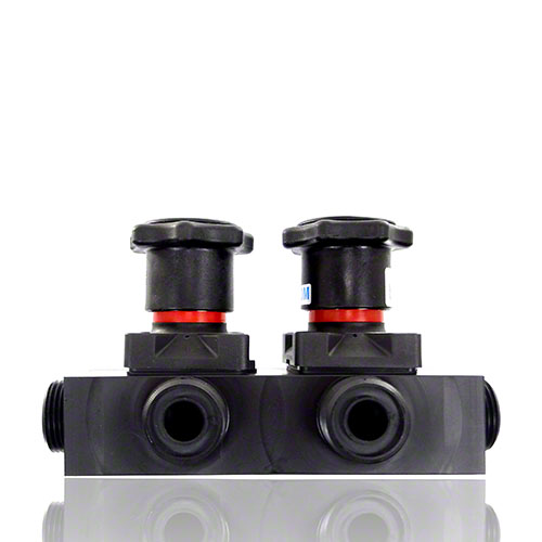 Multiway Valve made of PE with two handwheels, Diaphragm EPDM