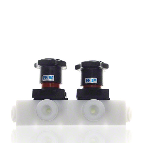 Multiway Valve made of PVDF with two handwheels, Diaphragm EPDM