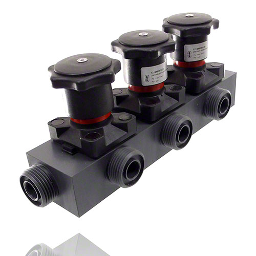 Multiway Valve made of PVCC with three handwheels, Diaphragm EPDM