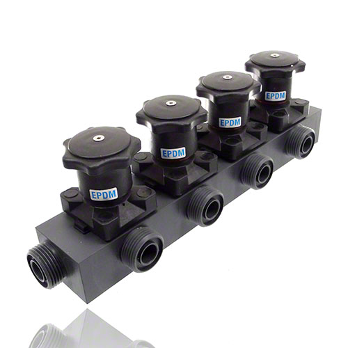 Multiway Valve made of PVCC with four handwheels, Diaphragm EPDM