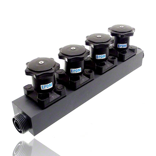 Multiway Valve made of PVCU with four handwheels, Diaphragm EPDM