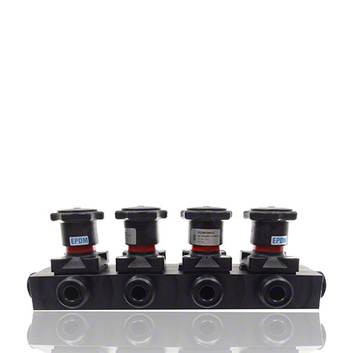 Multiway Valve made of PE with four handwheels, Diaphragm EPDM