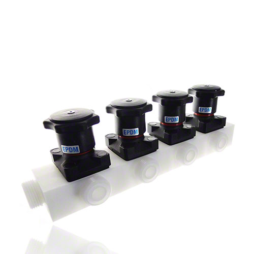 Multiway Valve made of PP-natur with four handwheels, Diaphragm EPDM