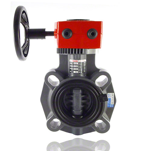 PVC-U Butterfly valve with gear box, EPDM