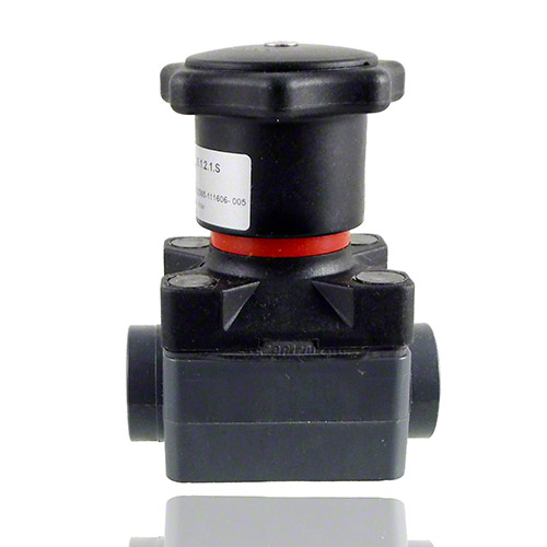 PVC-U Compact diaphragm valve with female ends for solvent welding, metric series, EPDM