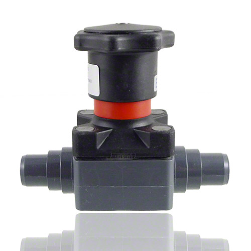 PVC-U Compact diaphragm valve with male ends for solvent welding, metric series, EPDM
