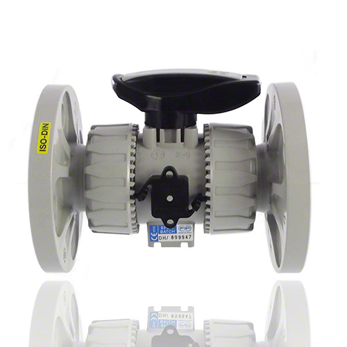 PVC-C 2-Way Ball Valve with EN/ISO/DIN PN 10/16 fixed flanges, EPDM