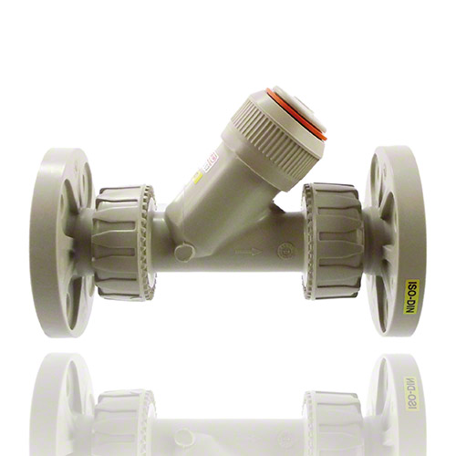 PP Check valve with union ends and fixed flanges, drilled EN/ISO/DIN PN10/16, EPDM