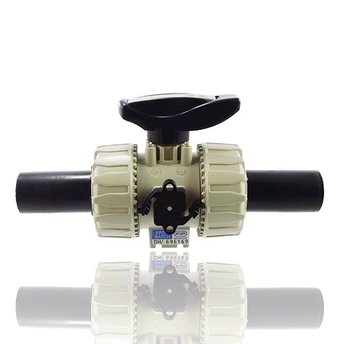 PP  2-Way Ball Valve with PE100 SDR 11 male end connectors for butt welding or electrofusion, EPDM