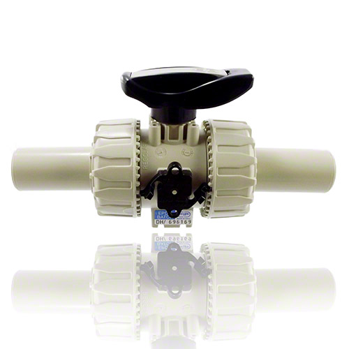 PP 2-Way Ball Valve with long spigot male ends in PP-H SDR 11 for butt welding or electrofusion, EPDM