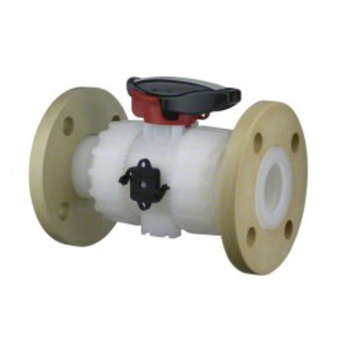 PVDF  2-way ball valve with fixed flanges, drilled EN/ISO/DIN PN10/16
