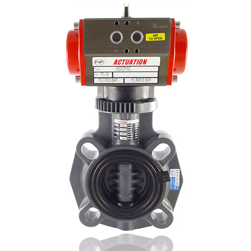 Pneumatically actuated, PVC-U Butterfly Valve