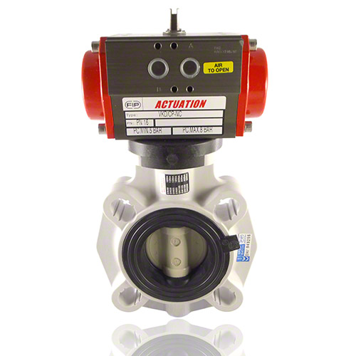 PP Butterfly Valve, Pneumatically actuated, Normally closed (NC), EPDM