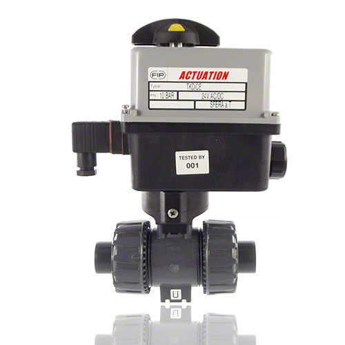 PVC-U 2-Way Ball Valve, Electrically actuated, plain male ends, EPDM