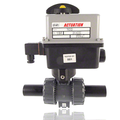 PVC-U 2-Way Ball Valve, Electrically actuated, PE100 SDR 11 male end, EPDM