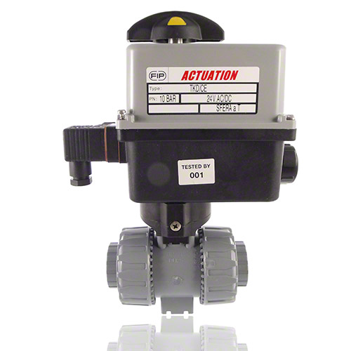 ABS 2-Way Ball Valve, Electrically actuated, plain female ends, EPDM