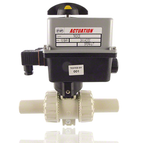 PP 2-Way Ball Valve, Electrically actuated, PP SDR 11 male end, EPDM