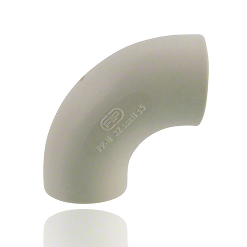PP 90° bend, short spigot for butt welding, SDR 17