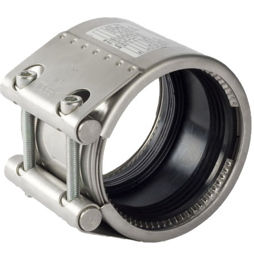 Stainless steel pipe coupling type FIX-M, quality A2, EPDM sealing collar
