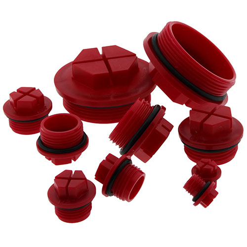 Blind plug for MULTI FLEX BLOCK, material PE-RED with EPDM gasket