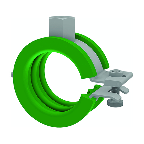 pipe clamp STANDARD with rubber inlay green