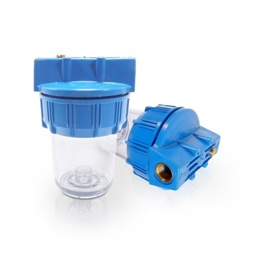 RF standard Water filter filter housing 5 inch,  with 1/2 inch MS-female-threaded, blue/transparent