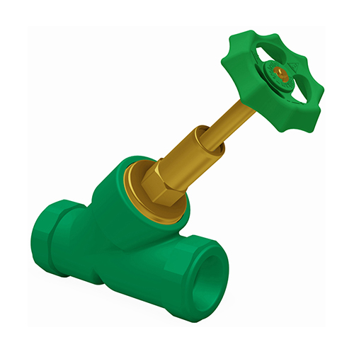 PP-RCT-RG valve slanted metalseat green