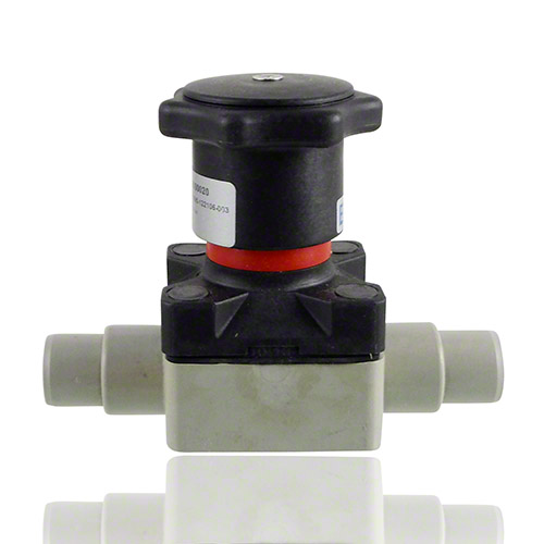 PVC-C Diaphragm Valve with male ends for solvent welding, metric series, FPM