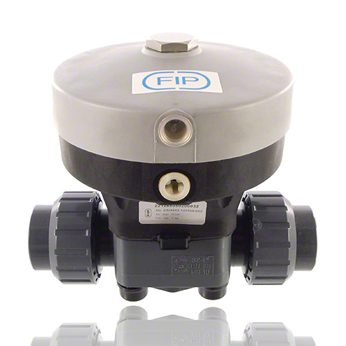 PVC C 2/2-way diaphragm valve, NO, union, FKM, Type 285