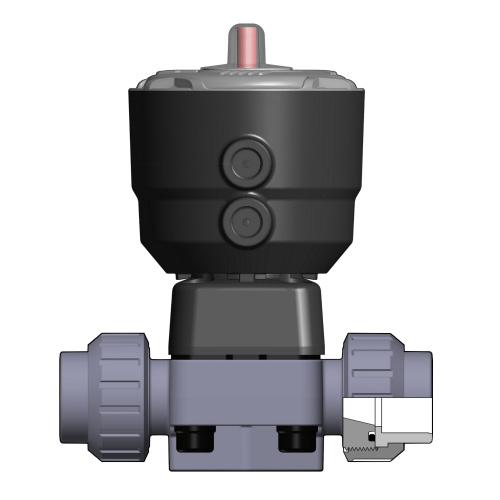 PVC C 2/2-way diaphragm valve DK/CP, union with female socket, NC, EPDM