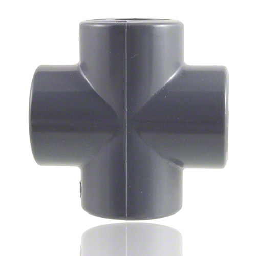 PVC-U Cross 90°, with solvent weld sockets