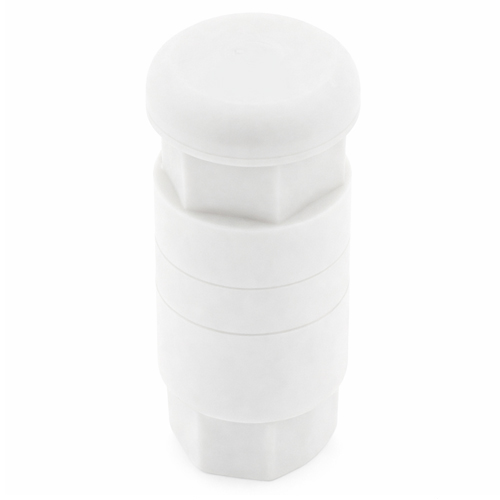 Breather valve as vacuum relief valve with cap, grey PP, EPDM, with female thread
