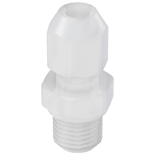 Natural PP hose feed-through, FDA, FDA-compliant EPDM O-ring, with male thread