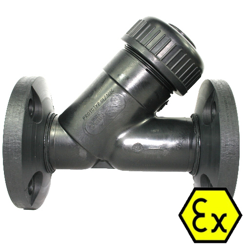 Strainer made of PP-electrically conductive, flange connection, EPDM seal