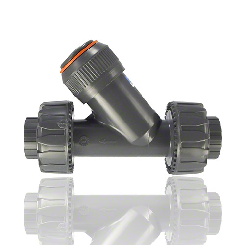 PVC-U Sediment strainer with BSP threaded female union ends, FPM