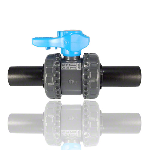 PVC-U  2-Way ball valve, Easyfit, PE100 SDR 11 male end, EPDM