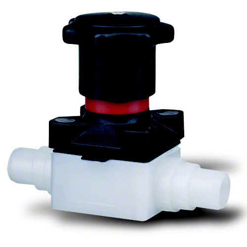 PVDF Compact diaphragm valve with male ends for socket welding,  metric series, EPDM