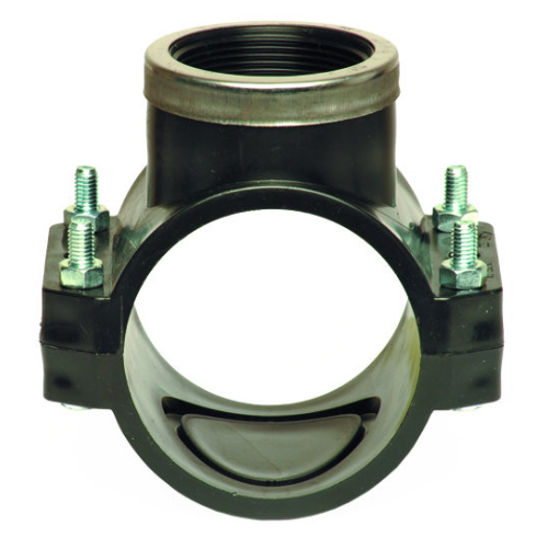 PP Compression fittings type UNIDELTA for PE pipes, tapping clamp with reinforcing ring