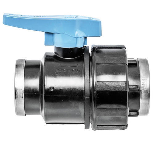 PP Compression fittings type UNIDELTA for PE pipes, PP ball valve, internal thread on both sides