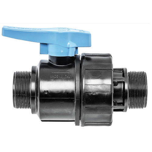 PP Compression fittings type UNIDELTA for PE pipes, PP ball valve, external thread on both sides