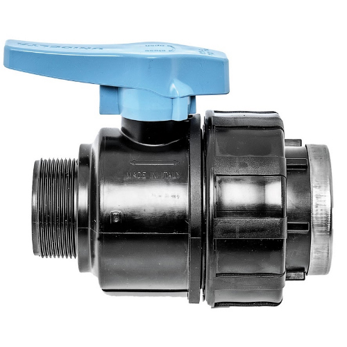 PP Compression fittings type UNIDELTA for PE pipes, PP ball valve, external thread x internal thread