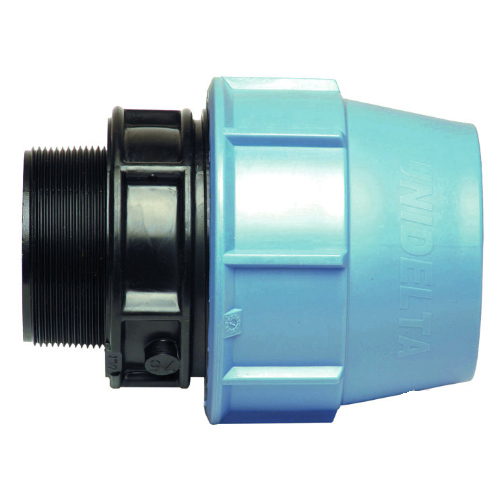 PP Compression fittings type UNIDELTA for PE pipes, screw connection with external thread