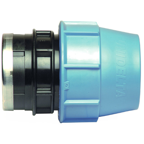 PP Compression fittings type UNIDELTA for PE pipes, screw connection with internal thread